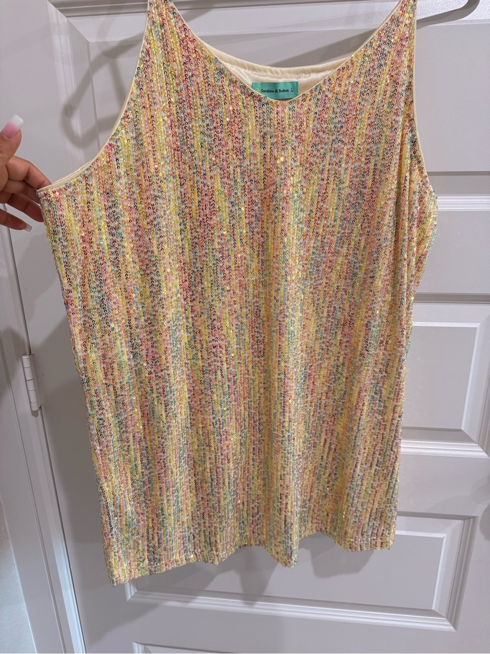 Splendid Pastel Rainbow sequined Tank Top